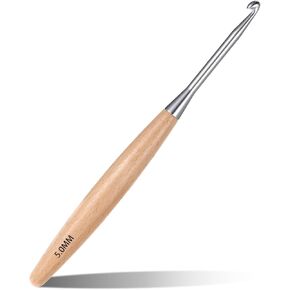 Beech Wood Crochet Hooks 5 mm Ergonomic Hand Polished Handle Crochet Hook Comfortable Smooth Long  Crochet Needle Long  Knitting Needles for Crocheting Yarn and Beginners
