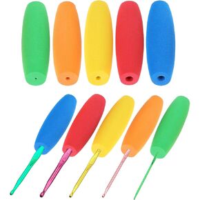 PSYQTSUARY 10 PCS CROCHET HOOK GRIPS SOFT EVA راحة مريحة قابلة للإزالة وأيدي المفاصل ، 2 مم-10 مم
