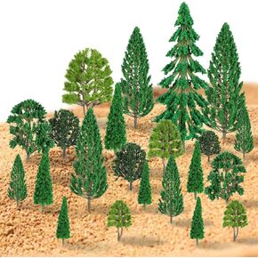 42 Pieces Miniature Trees for Crafts 1.2-6.3 Inch Mini Model Trees Mixed Model Mini Tree Small Plastic Models Train Scenery Architecture Tree, Building Models Scenery Landscape Natural Green