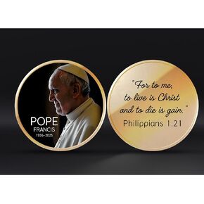Pope Francis Memorial Coin with Bible Verse - Catholic Collectible Brass Token - Limited Edition Keepsake
