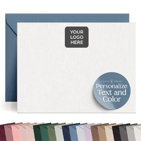 Personalized Stationery w/Your Logo or Business Name Custom Notecards and Custom Envelopes, Custom Stationery for Business Notes Flat Note Cards with Custom Logo, Business Stationery - Your Logo Flat