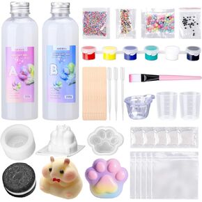 AIERSA Making Kit for Taba Squishy, Included Cat Paw Hamster Cookie Squishy Molds AB Glue for Make Your Own Squishys Kit