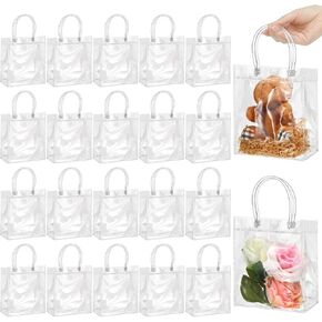 ProSuites 20 Pack Clear Plastic Gift Bags for Wedding Favors, Party Favor Bags Small 10.6×5.9×2.0 Inches - Premium Quality, Bulk Packaging Included (Crystal Clear)