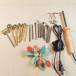 Artificial Flower Ironing Machine, Electric Fabric Flower Maker, Temperature Adjustable, with 18 Heads, Anti-Scalding Stand, Petal Modeling DIY Tools, for Fake Flower Making