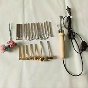 Fabric Flower Maker Set, Artificial Flower Ironing Machine with 24x Iron & Brass Fake Flower DIY Making Tools Kit, for Flower Lovers