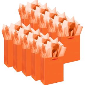 qiqee 10PCS Lake Blue Mini Gift Bags with Tissue Paper Handles 6.3"x4.7"x2.4" Small Size Present Party Favor Bags（10pcs Bags,30pcs Tissue Paper ）