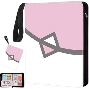 LZSIG Card Binder 4-Pockets, 448 Cards Holder with 56 Removable Sleeves, 3-Ring Zipper Sports Book Compatible with TCG, MTG and Game Cards, Trading Card Collector Album, Gifts for Boys and Girls
