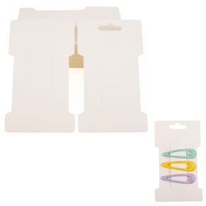 Framendino, 100 Pack Hair Clip Display Cards Rectangular Bow Holder Cards, White Cardboard Barrettes Jewelry for Accessories Organizing