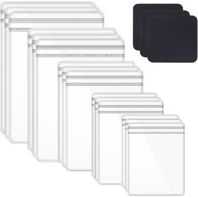 Glarks 160Pcs 5 Size PVC Self Seal Jewelry Bags Plastic Zipper Bag Clear Storage Bags Jewelry Packaging Pouch with 30Pcs Anti Tarnish Tabs Strips Kit for Holding Jewelry Necklace Earring Ring Bracelet