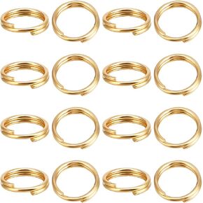 Beebeecraft 1 Box 200Pcs Double Loop Jump Rings 18K Gold Plated 304 Stainless Steel 6mm Open Jump Rings Split Round Rings for DIY Bracelet Necklace Keychains Crafts Jewelry Making