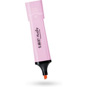 BIC Marking Highlighter Flat Highlighter Marker Pack of 3 Plastic Highlighter Pen with Pastel Pink Ink Highlighter Pens for Smooth Notes Precise Highlights Ideal for School and Office