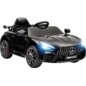 Qaba Mercedes-Benz AMG GTR Licensed 12V Kids Ride on Car, Battery Powered Electric Car for Toddlers with Remote Control, Transport Wheels, Soft Start, Lights, Music, Horn for 3-6 Years, Black
