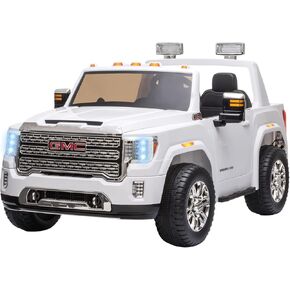 Aosom 12V GMC Sierra HD Battery Kids Ride On Car with Remote Control, Bright Headlights, & Working Suspension, White