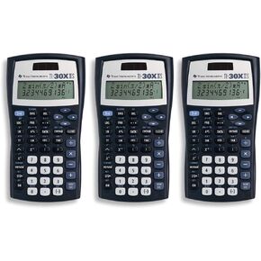 Texas Instruments TI-30X IIS 2-Line Scientific Calculator, Black with Blue Accents - 3 Pack