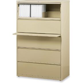 Lorell 5-Drawer Lateral File, 36 by 18-5/8 by 67-11/16-Inch, Putty