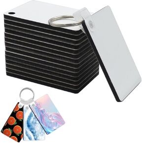 30Pcs Sublimation Keychains Blanks Double Side Heat Transfer Craft with 30Pcs Metal Rings for Making Ornament Items and Souvenirs(4x6cm,Rectangle)