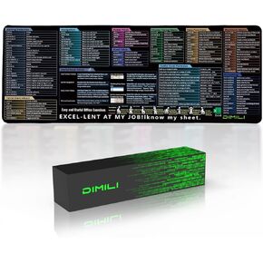 Excel Cheat Sheet Desk Pad - Large Non-Slip Office Mouse Mat with Stitched Edges & Printed Excel Shortcuts | XL Edition