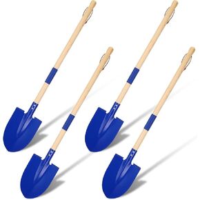Threan 4 Pcs 28 Inch Metal Beach Shovels for Kids Long Detachable Sand Shovels with Wooden Handle, Versatile Beach Play and Gardening Tool for Children Toddlers Adults