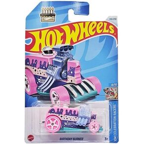 Hot Wheels Celebration Racers, HW Birthday Burner, Pink and Teal, 8/10