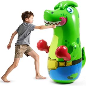 حقيبة اللكمات القابلة للنفخ Syncfun للأطفال 47 بوصة ، وتفجير ألعاب الأكياس اللكم ، و T-Rex Dinosaur كذاب Bopper
