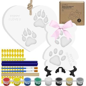 Paw Print Kit Keepsake Ornament Kit for Dogs Cat Memorial Clay Kit, Fun DIY Pet Gifts for Personalized Commemorate Precious Memories