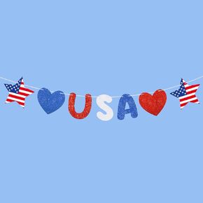 Pre Strung USA Banner 4th of July Decorations Red Blue White Happy American 4th of July Banner Party in The USA Decor Independence Day Party Favors Patriotic Supplies