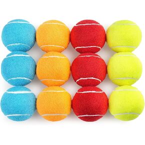 PrimePets Dog Squeaky Toys Bulk 12 Pack, 2.5 Inch Tennis Balls, Small Rubber Toy for Dogs, 4 Assorted Colors - Durable Puppy Toys for Indoor Outdoor Play, Small & Medium Dog Supplies