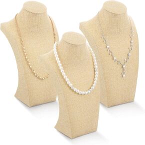 3 Pcs Linen Jewelry Display Bust Necklace Display Stand Necklace Mannequin Holder for Jewelry Selling Trade Shows