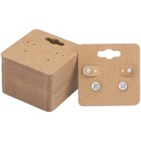 100 Pieces Kraft Paper Earring Display Holder Cards, Earring Display Holders, Ear Studs Display Cards 2"x2" (Brown) 6 Holes