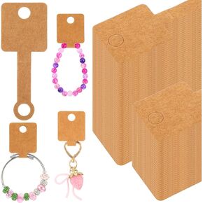 1000 Pcs Self Adhesive Bracelet Display Card Necklace Display Jewelry Packaging Selling Card for Keychain Earring Necklace Hairband and Scrunchies Hanging, 3.94 x 1.57 Inches(Brown)