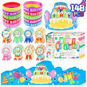 Funnlot Birthday Crowns for Kids Classroom - Happy Birthday Stickers Certificates Hats Classroom Birthdays Gifts, Teacher Classrooms Birthdays Gifts for Students School Party Favors Supplies