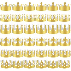 36 Pieces Paper Crowns Golden Party Crowns Princess Prince Crown Birthday Party King Hats for Adults