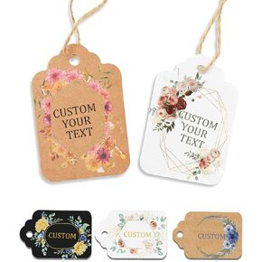 Custom Gift Tags, Personalized Hang Tags with Your Business Logo Small Card Party Decoration Paper Gift Tags for Birthday Wedding Christmas