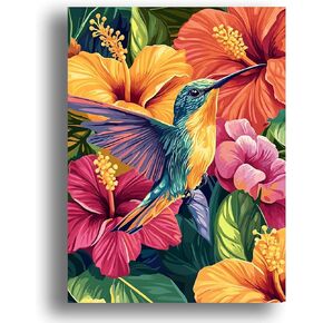 Zariocy Paint by Numbers Kits for Adults - Elephant DIY Oil Paintings Canvas Acrylic Paint Set - Sunset Landscape Paint by Numbers Kit for Beginners and Ideal for Home Decor 16x20 inch