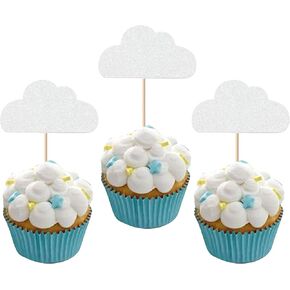 24 Pack Little Star Cupcake Toppers Glitter Moon Cloud Cupcake Picks Twinkle Star Baby Shower Kids Birthday Wedding Party Cake Decorations Supplies Gold