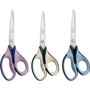 LIVINGO 3 Pack Office Scissors All Purpose – Titanium Coated Blades, Ergonomic Colorful Handles, Sharp Heavy Duty Shears for Home, Office, and Craft Use