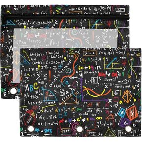 Kcldeci 2 Pack Pencil Pouch for 3 Ring Binder, Math Linear Mathematics Education Circle Binder Pencil Pouch Pencil Case Pencil Bag Pouch Bulk for Home, Office, School Supplies