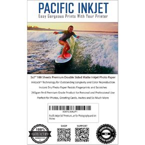 5x7 12mil Premium Matte (No-Gloss) Double Sided Smooth Photo Art Paper – 100 Sheets Professional Presentation Paper for Use with Inkjet Printers – Professional Printer Paper for Photography and Art
