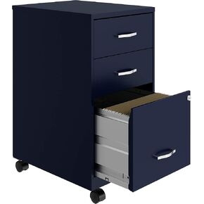 3 Drawer Metal Mobile File Cabinet with Lock, Letter Size, White, Fully Assembled