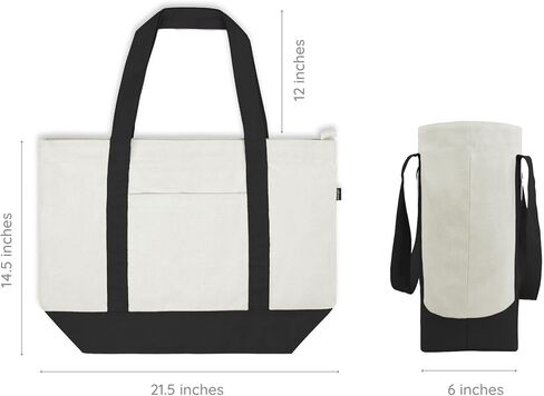 حقيبة كبيرة من القماش من إيكورايت للنساء بسحاب وجيب، حقائب كبيرة للنساء، حقائب كبيرة للرجال، التسوق، حقيبة حمل الشاطئ in Kuwait