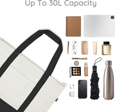 حقيبة كبيرة من القماش من إيكورايت للنساء بسحاب وجيب، حقائب كبيرة للنساء، حقائب كبيرة للرجال، التسوق، حقيبة حمل الشاطئ in Kuwait