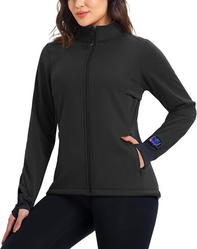 33,000ft Women's Waterproof Fleece Running Jacket Zip Up Athletic Winter Cold Weather Workout Cycling Track Jackets in Saudi Arabia