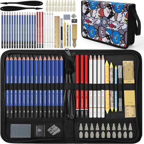99 PCS Drawing Set, with 50 Page Drawing Pad, Coloring Book,Sketching, Graphite, Charcoal, Coloring Pencils, Blending Tools, Art Supplies Pencil Kit for Artists Adults Beginner Family Friends in Saudi Arabia