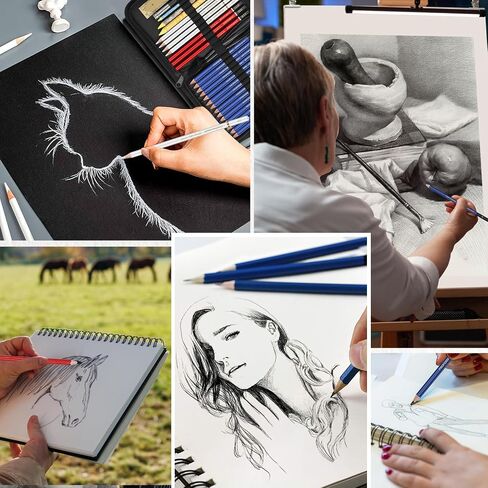 99 PCS Drawing Set, with 50 Page Drawing Pad, Coloring Book,Sketching, Graphite, Charcoal, Coloring Pencils, Blending Tools, Art Supplies Pencil Kit for Artists Adults Beginner Family Friends in Saudi Arabia