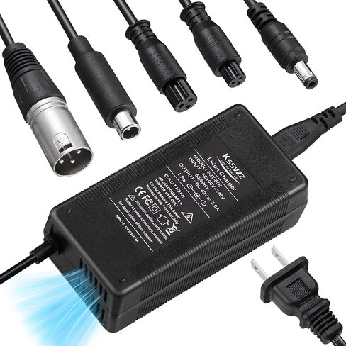 42V 2A Fast Battery Charger with Cooling System - 5 Plugs Universal Replacement Charger for 36V Lithium Battery, Compatible with Jetson, Gotrax, Razor, Ninebot, Segway, Swagtron, Hiboy in Saudi Arabia