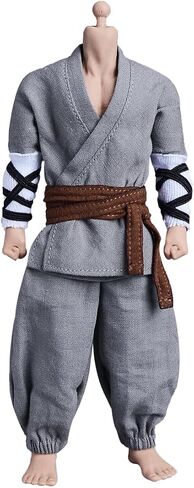 Meetoget 1/12 Scale Male Figure Doll Monk Fighting Suit Clothes for 6 inch Action Figure PM007US,Grey in Saudi Arabia