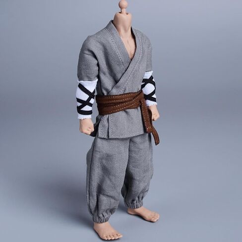 Meetoget 1/12 Scale Male Figure Doll Monk Fighting Suit Clothes for 6 inch Action Figure PM007US,Grey in Saudi Arabia
