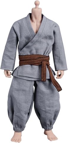 Meetoget 1/12 Scale Male Figure Doll Monk Fighting Suit Clothes for 6 inch Action Figure PM007US,Grey in Saudi Arabia