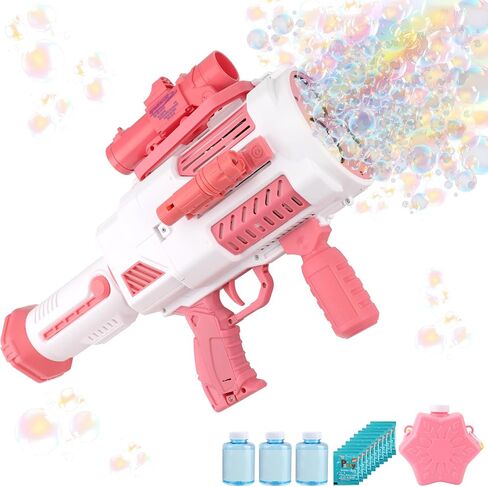 Bubble Gun, Upgrade Gatling Bubble Machine Gun Portable Bubble Maker with Backpack, Anti-Leakage Bubble Blower Gun Gifts for Boys Girls Age 3 4 5 6 7 8 9 10 11 12 Years Old (Blue) in Saudi Arabia