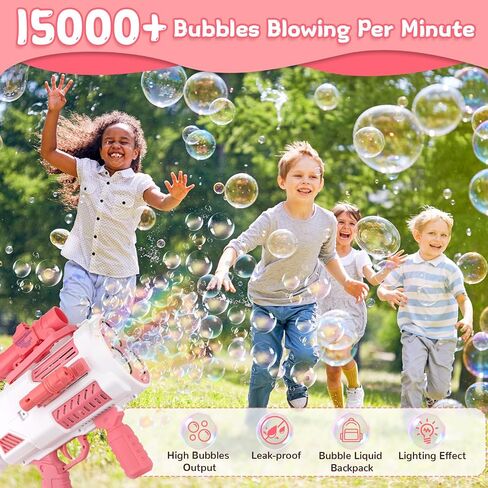Bubble Gun, Upgrade Gatling Bubble Machine Gun Portable Bubble Maker with Backpack, Anti-Leakage Bubble Blower Gun Gifts for Boys Girls Age 3 4 5 6 7 8 9 10 11 12 Years Old (Blue) in Saudi Arabia